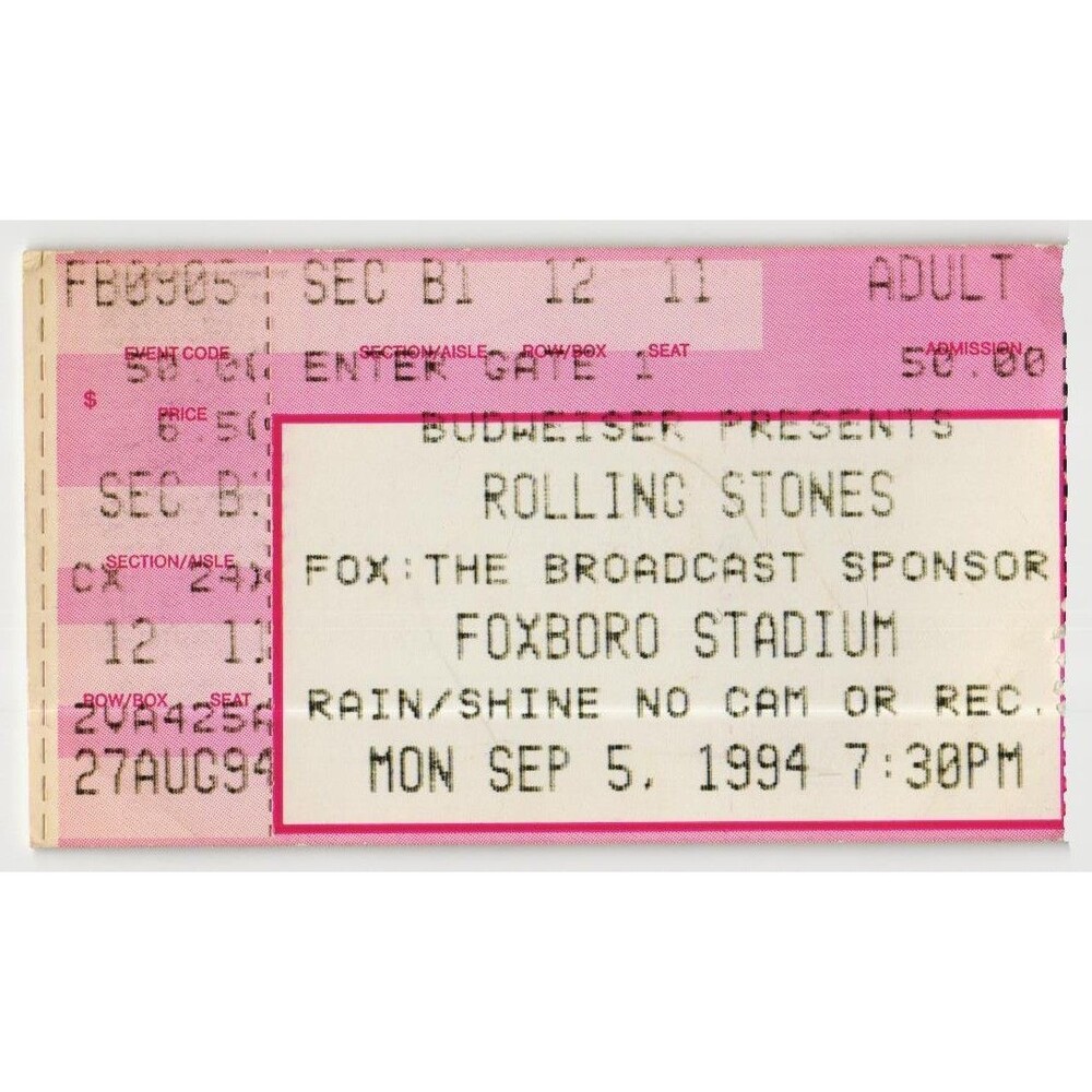 Vintage 1994 Rolling Stones Pretenders Concert Ticket Stub Foxboro MA